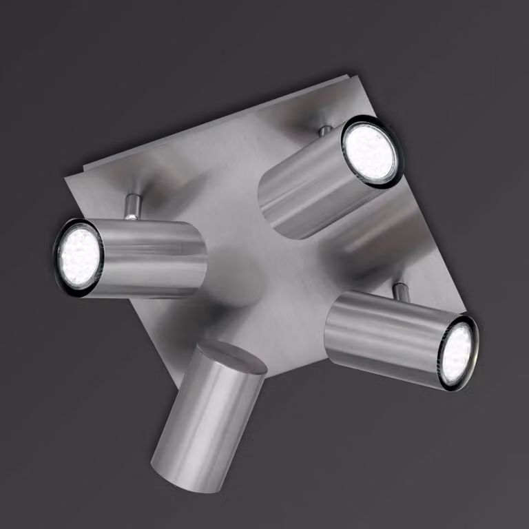 Trio Lighting Faretto da soffitto Dora a 4 luci DORA, dimmerabile, Alluminio / Grigio / Zincato, Soggiorno / Sala da pranzo, Metallo, Moderno, Faretto alogeno