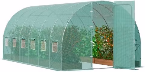 VEVOR Serra da Giardino a Tunnel Verde con Telaio in Acciaio Zincato e Copertura in PE, L: 590 cm, P: 295 cm, H: 225 cm