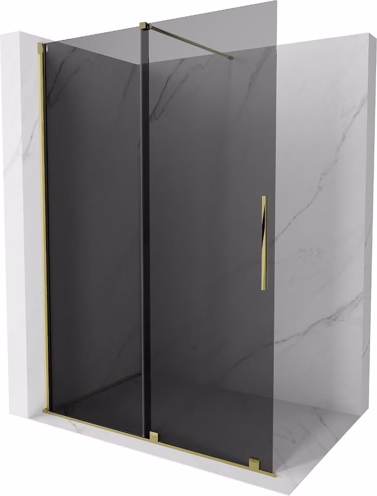 Mexen Velar parete doccia scorrevole Walk-in 130 x 200 cm, grafite 8 mm, oro - 871-130-000-43-50