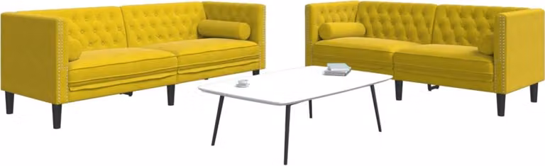 Maison Exclusive - Set divano Chesterfield a 2 posti con cuscini per il collo, in velluto giallo