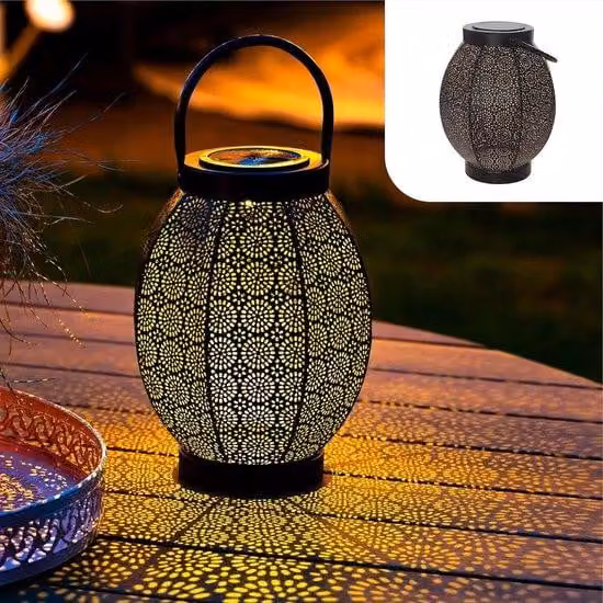 Lampada da esterno a LED o lampada da tavolo impermeabile - metallo nero e dorato - lampada da esterno per il giardino