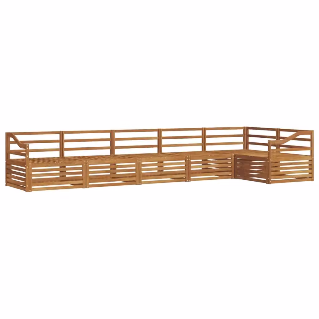 Set di divani da esterno a L vidaXL in legno di acacia con cuscini beige e marrone – 2