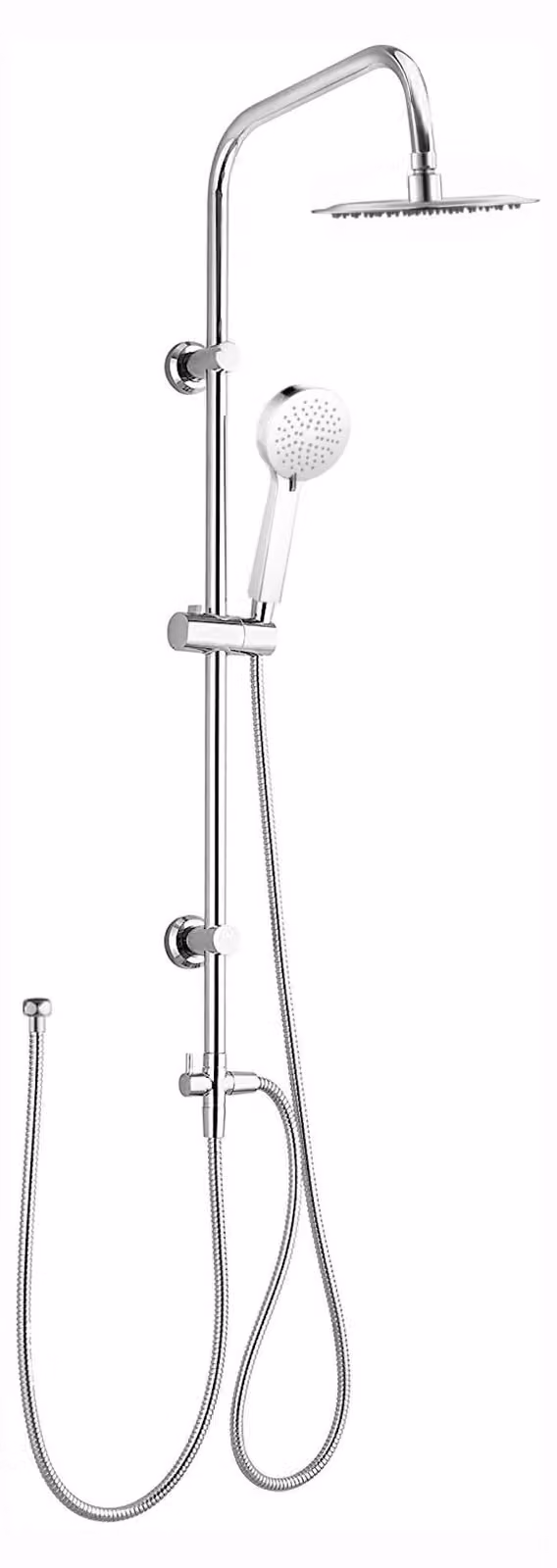 Set di barra per doccia con soffione a pioggia e doccetta, cromato, 950 mm
