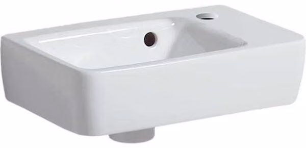 Geberit Renova Plan, lave-mains, saillie réduite, 36x25 cm, 1 trou de robinetterie, avec trop-plein, 500382, 500.382.01.8, 500.382.01.8