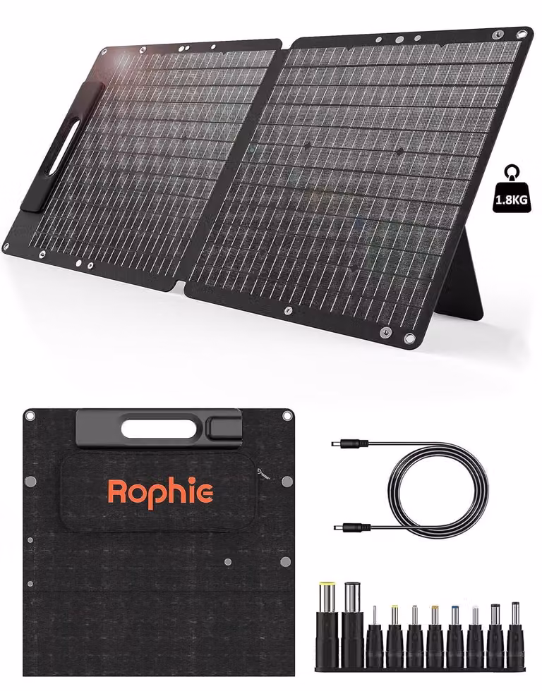 Pannello solare pieghevole, 60 W, pannello solare portatile, monocristallino, flessibile, con uscita USB/tipo C/DC, 1,8 kg, ultraleggero, grado di protezione IPX67, ideale per campeggio e attività all'aperto