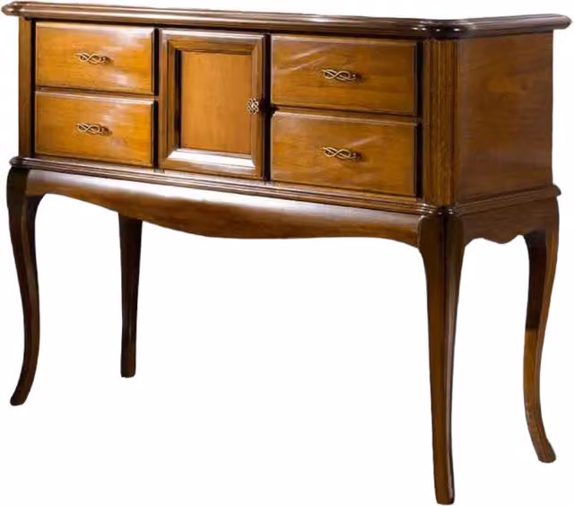Consolle classica in legno con 4 cassetti e 1 porta Mobili2g L/P/H: 111 x 39 x 81 cm
