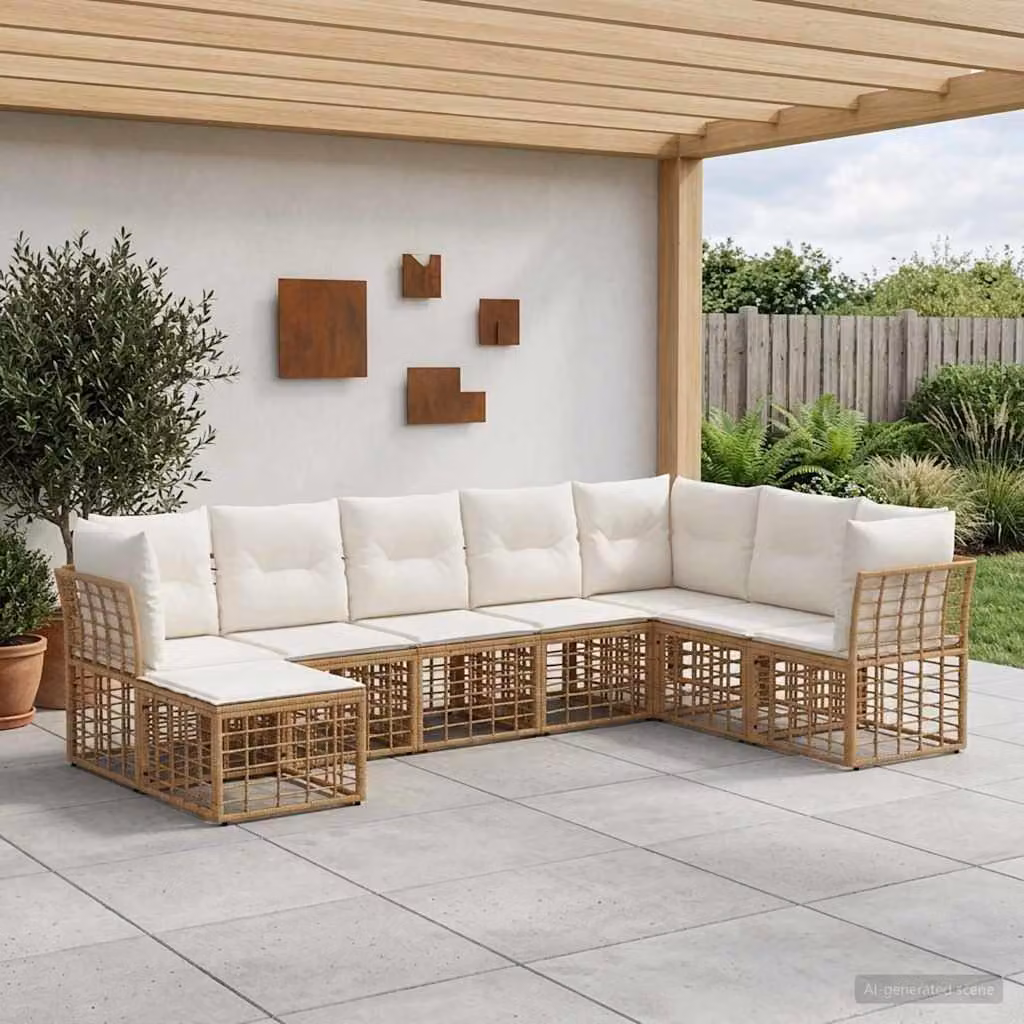 Maison Exclusive - Set divani da esterno in poliestere naturale