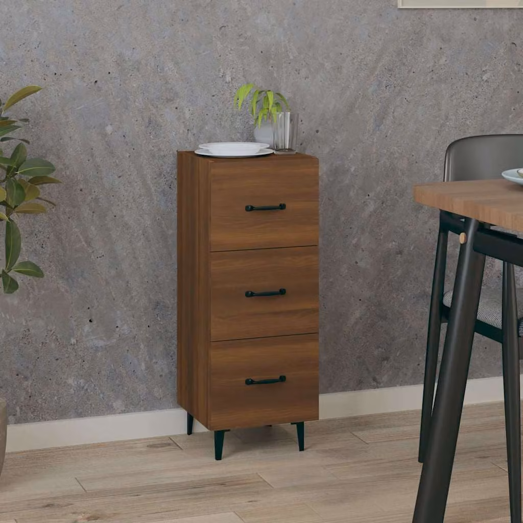 Credenza vidaXL in legno Rovere Marrone, sospesa a parete, L 34,5 cm x P 34 cm x H 90 cm