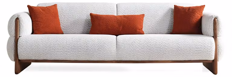 Weiße Wohnzimmer Polstercouch Designer 3-Sitzer Holzgestell Sofa