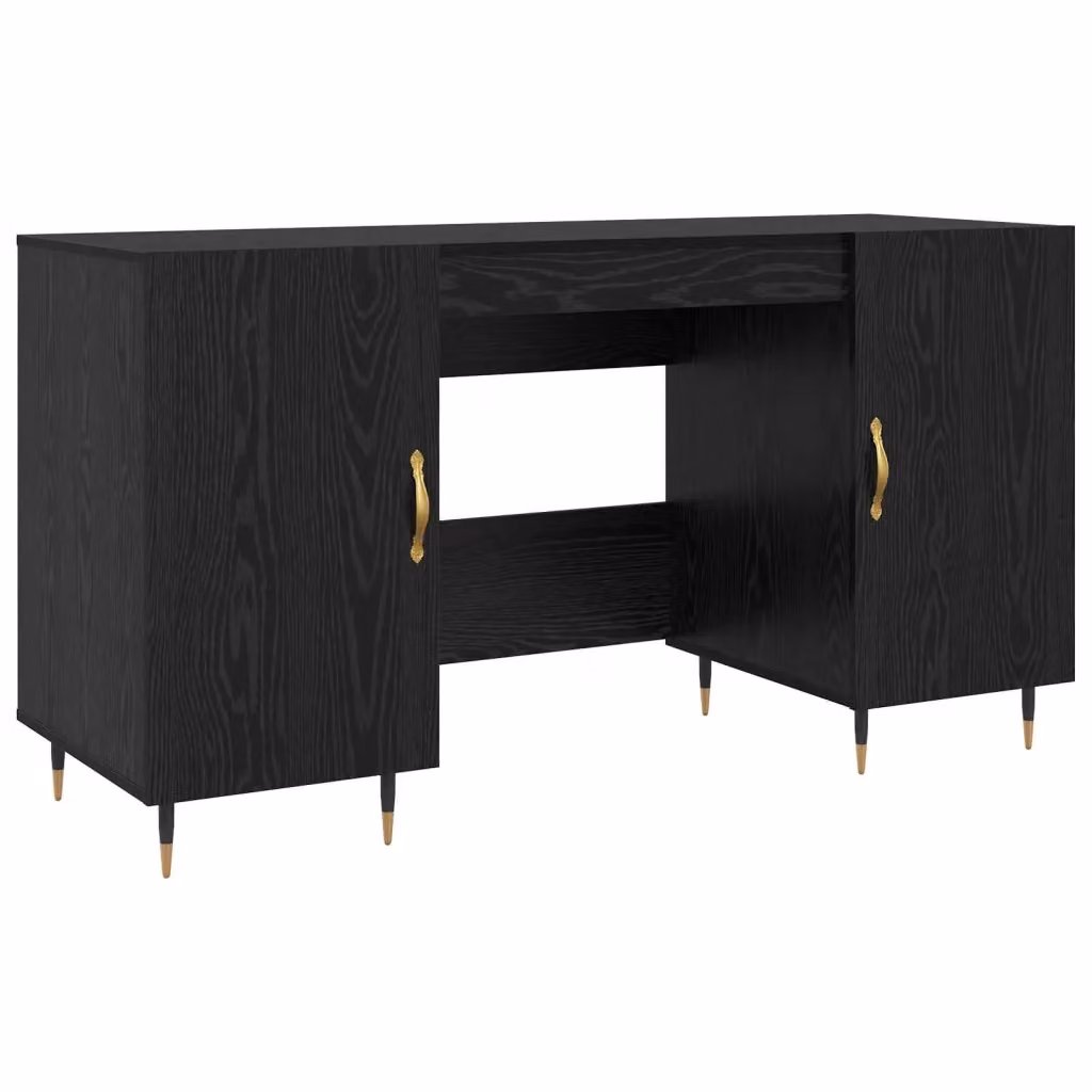 Scrivania da ufficio vidaXL in legno MDF nero stile industriale L 140 x P 50 x H 75 cm – 2