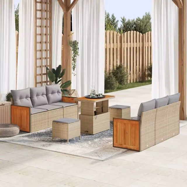 Set Divano da Giardino 9 pz 8-Numero di posti 3363132