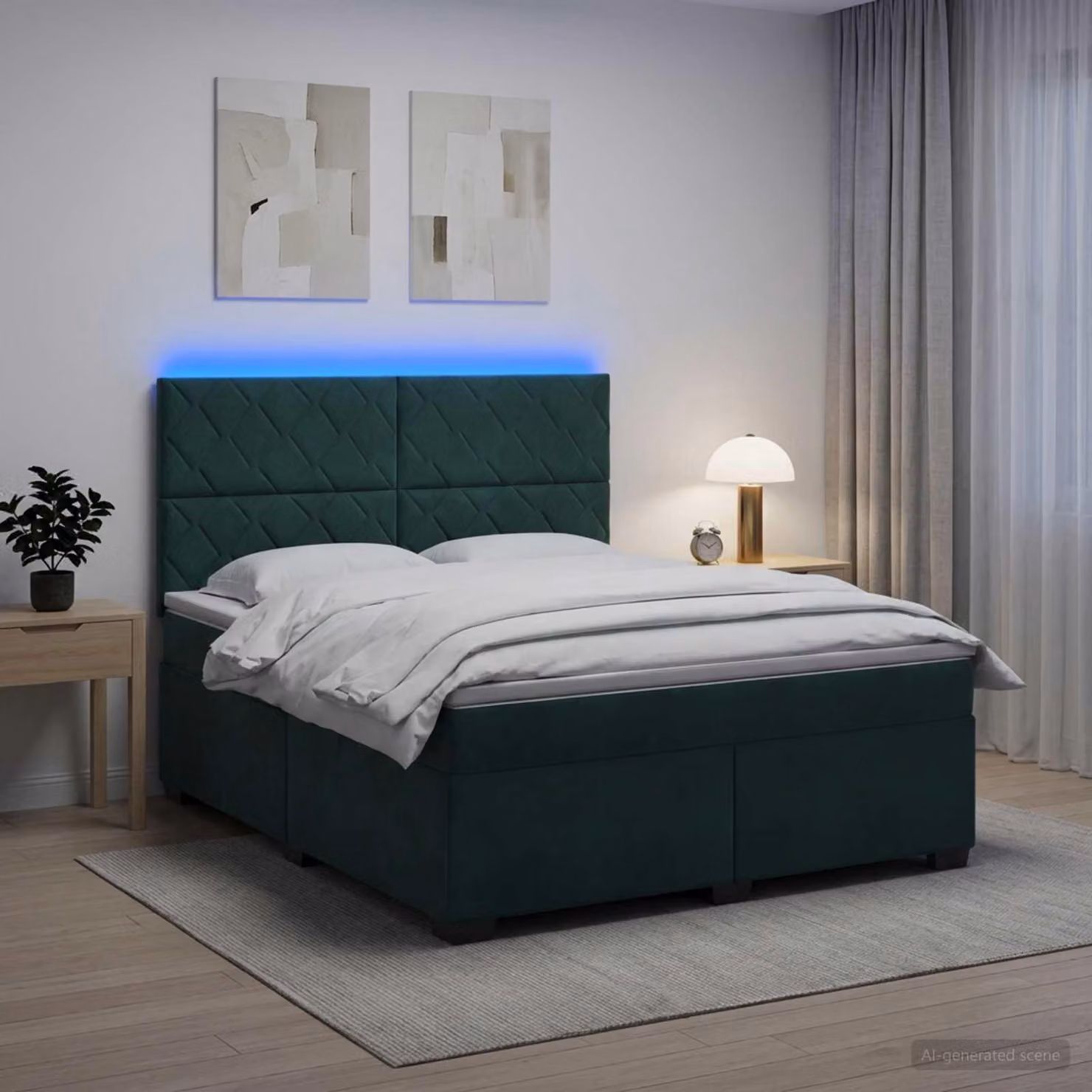 Maison Exclusive - Letto boxspring con materasso verde scuro 140 x 190 cm velluto