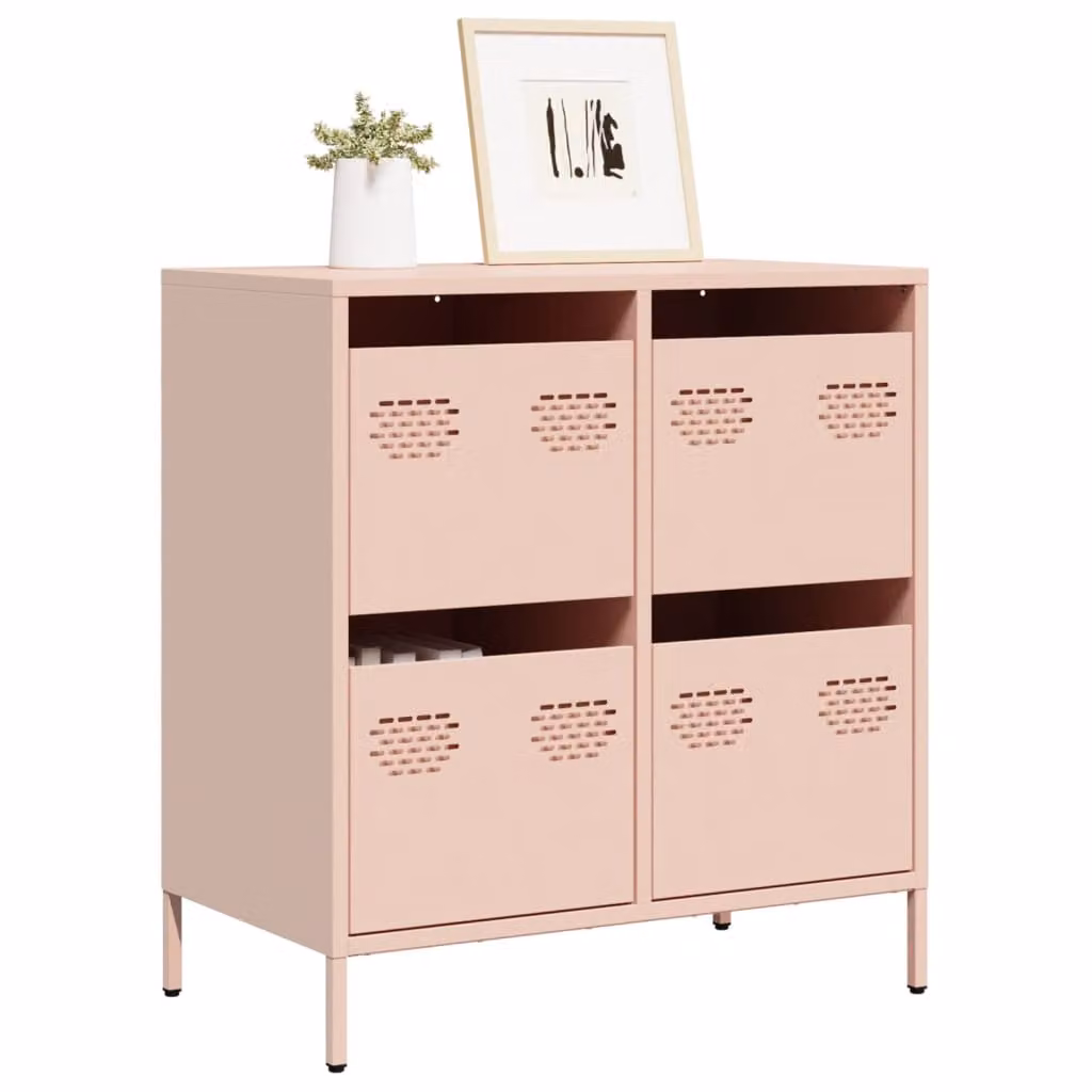 Credenza vidaXL in metallo rosa opaco L: 68 cm, P: 39 cm, H: 73,5 cm