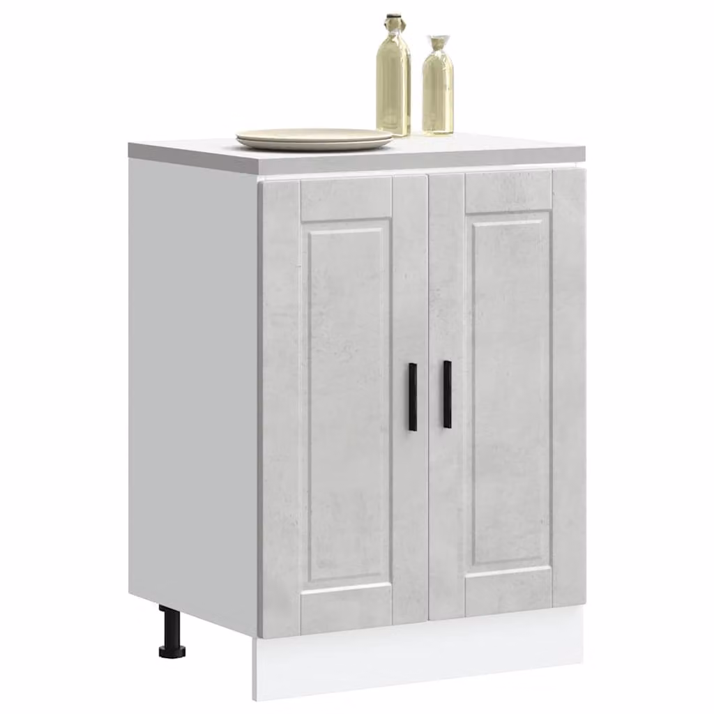 Base da cucina moderna vidaXL Porto Grigio Cemento in legno e MDF con ante a battente L: 60.0 cm, P: 46.0 cm, H: 81.5 cm
