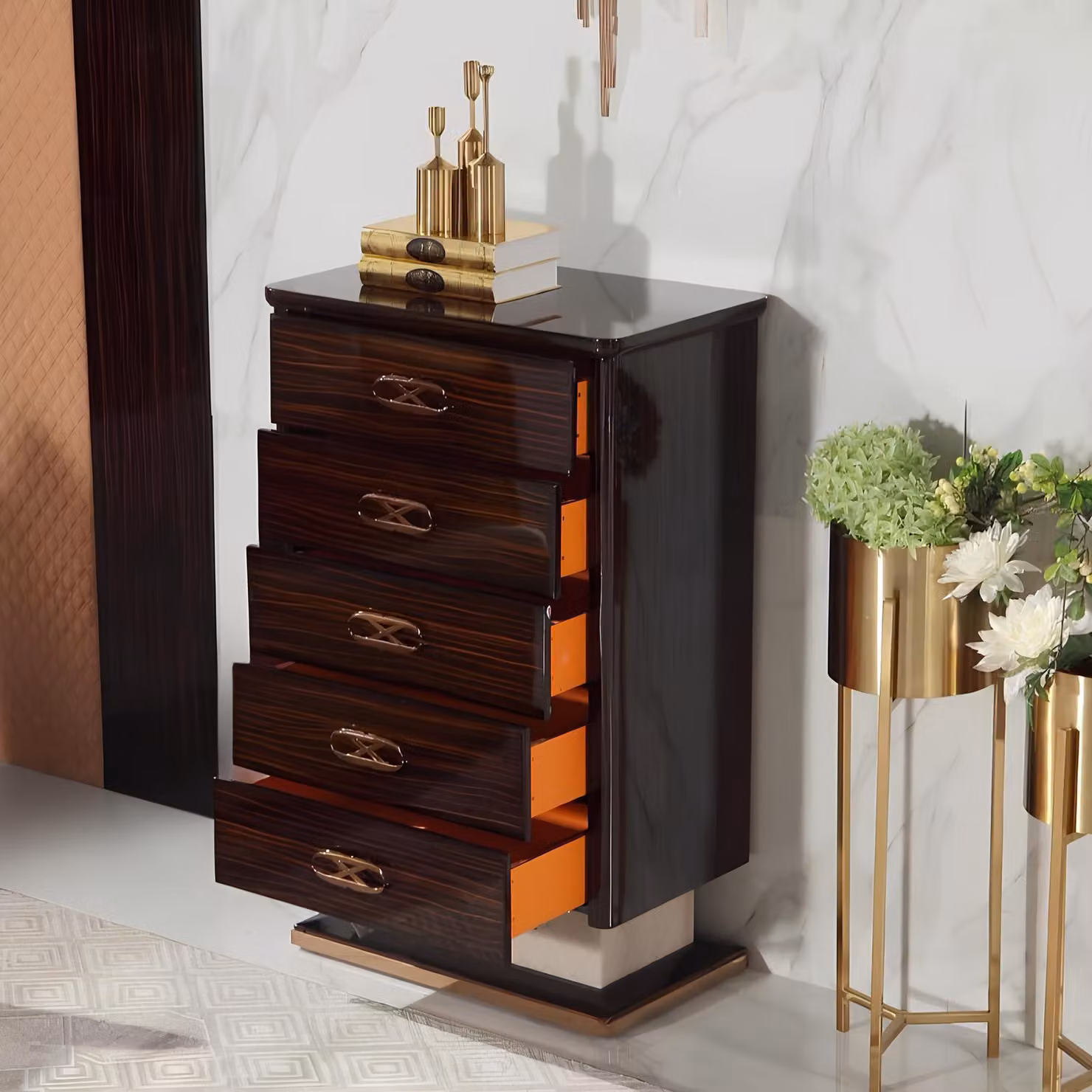 Designer Hoch Schrank Kommode Kommoden Luxus Schränke Side Low Board Edel Holz