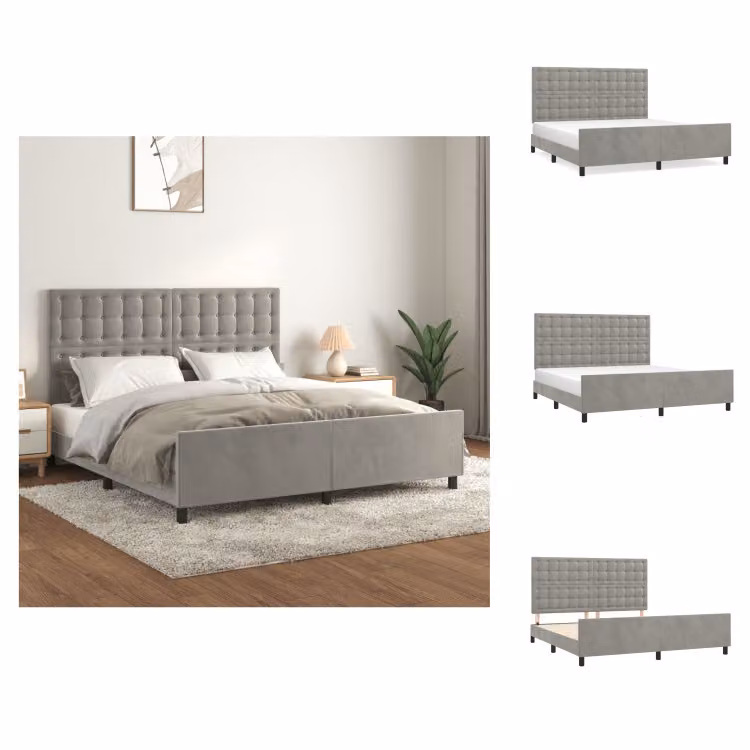 vidaXL Letto con testiera in velluto grigio chiaro 160x200 cm - Letti & Reti