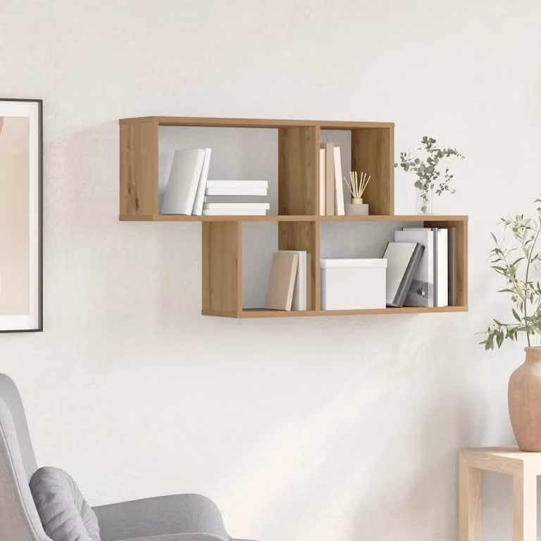 Scaffale da parete vidaXL in legno ingegnerizzato e MDF, colore marrone e beige, stile rustico opaco