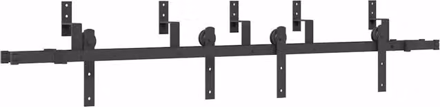 Kit di Binari per Porte Scorrevoli in Acciaio Inox Nero Opaco 200 cm CFW3807667
