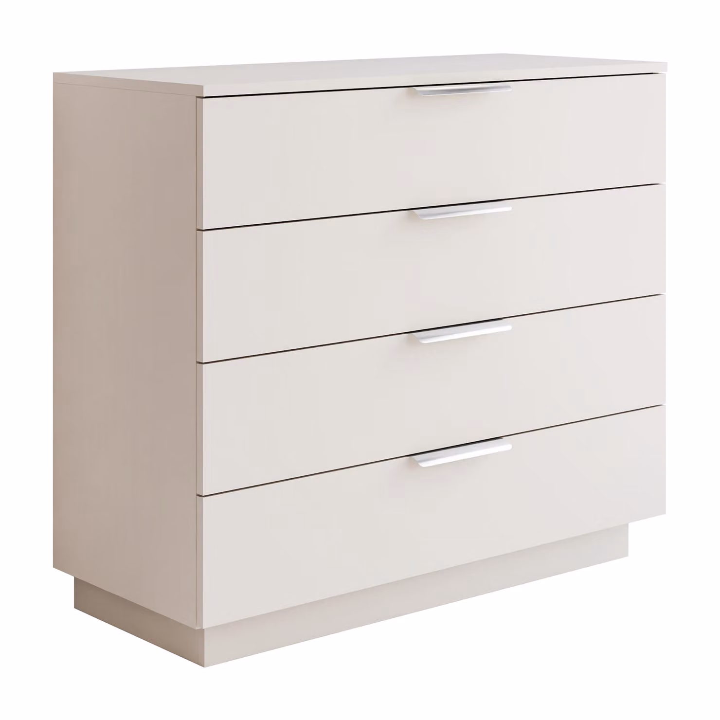 Cassettiera LINA KASZMIR 1D4S su zoccolo con illuminazione LED maniglie argento, larghezza 95 cm