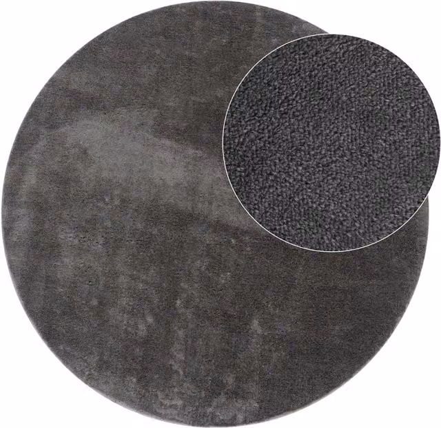 Tappeto rotondo Calia Italia antracite, lavabile e antiscivolo, Diametro: 120 cm