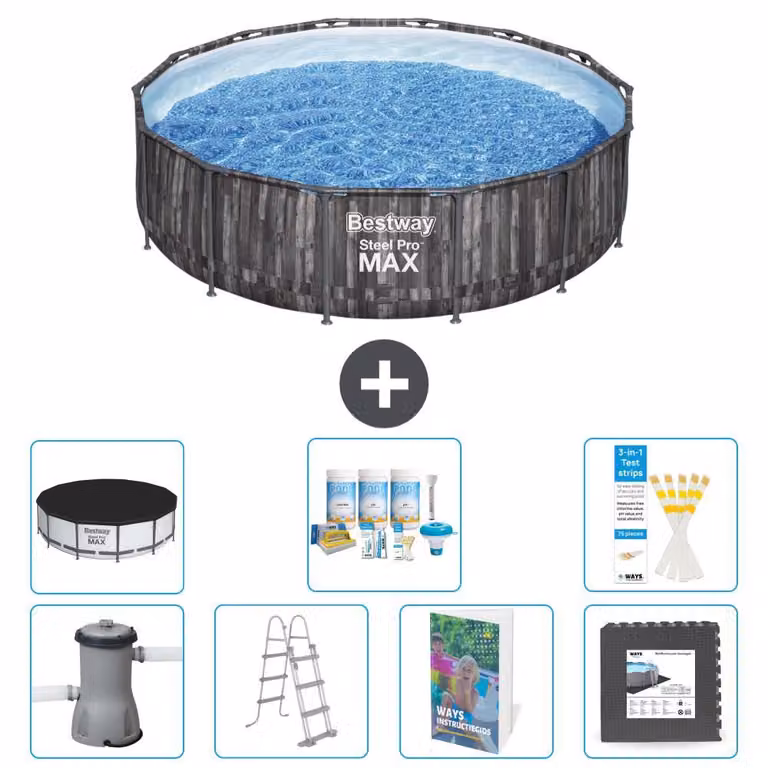 Piscina gonfiabile Bestway Steel Pro MAX, rotonda, 427x107 cm, composta da 6 parti, modello S581