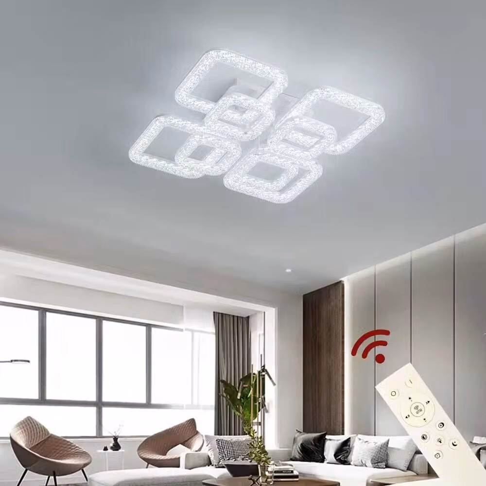 Lampada a soffitto LED DXF-4+4, 54 cm. Lampada a soffitto, luce regolabile con telecomando. Possibilità di regolare il colore e l'intensità della luce, dimmerabile. Lampada a LED per soggiorno. Lampada a soffitto LED