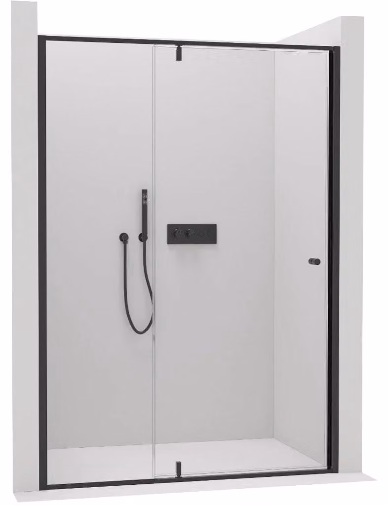 CERANO - Porta doccia girevole Santini L/P - 6 mm - nero opaco, vetro trasparente - 100x195 cm