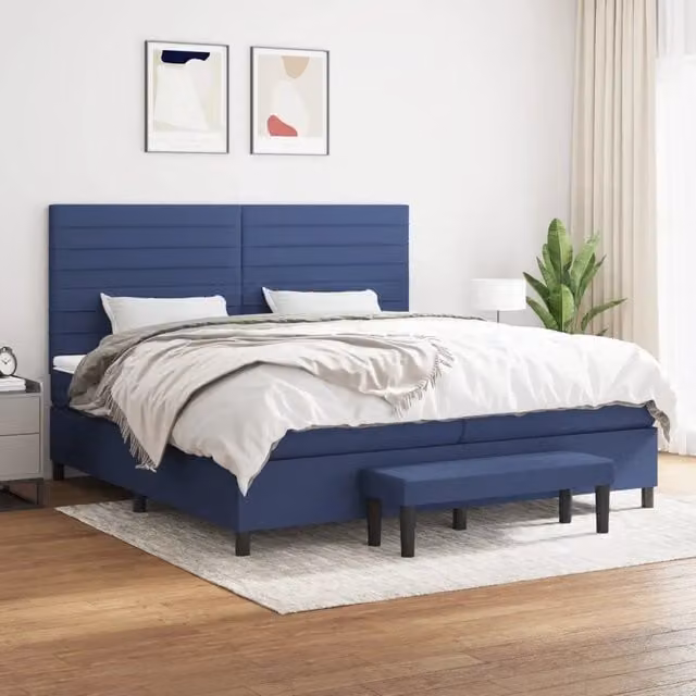 Letto Ibrido con Giroletto a Molle e Materasso vidaXL, Blu e Bianco, L/P/H: 200 x 200 x 28 cm – 1