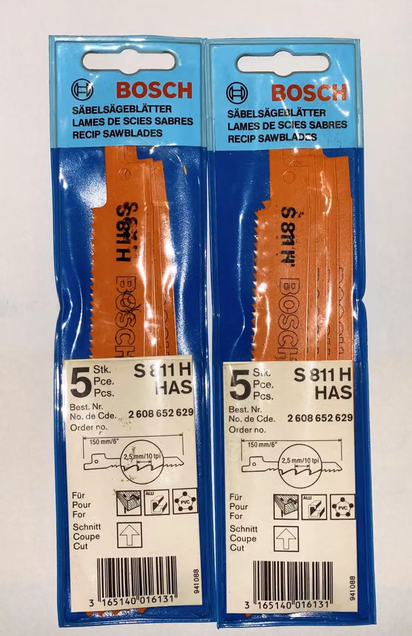 2 x BOSCH S811H HAS lame per seghe alternative legno con chiodi alluminio 150 mm