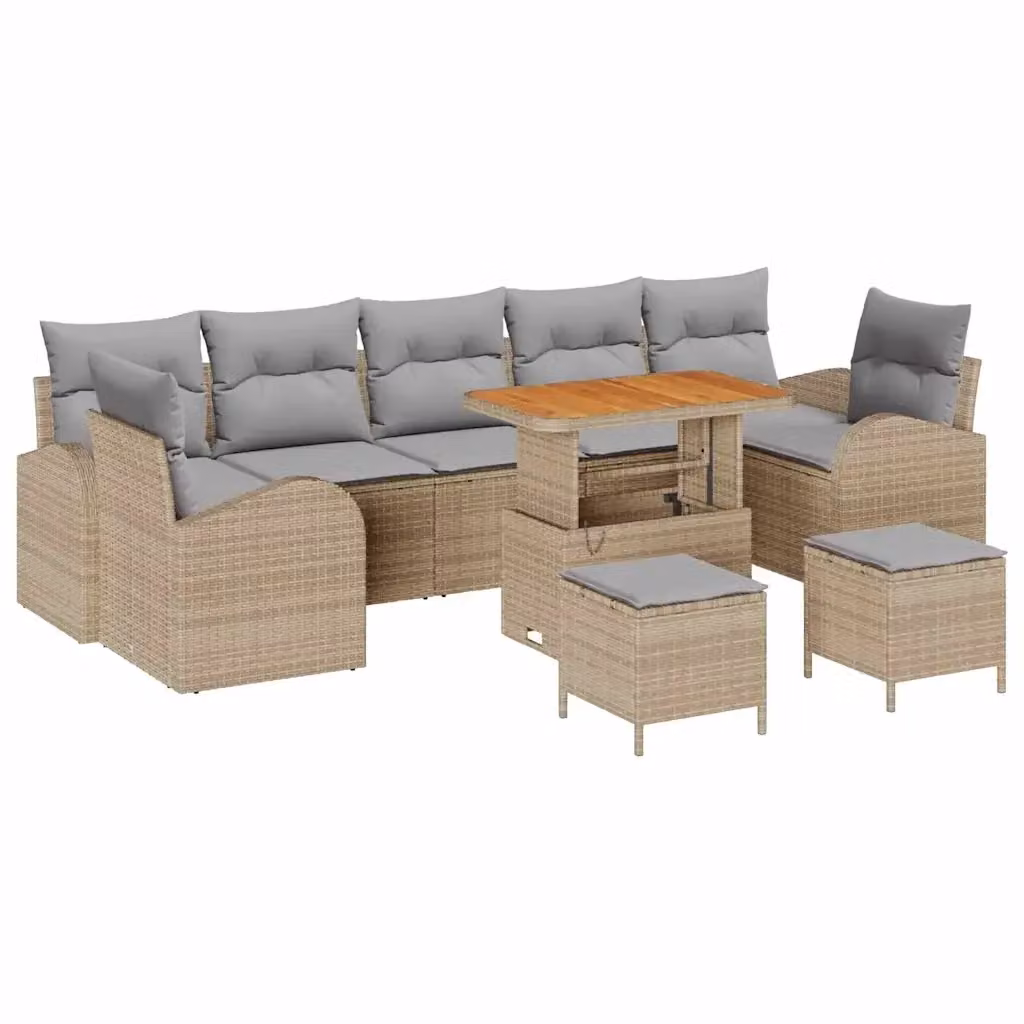 Set Divano da Giardino vidaXL a Forma a U con Cuscini Beige e Grigio – 2