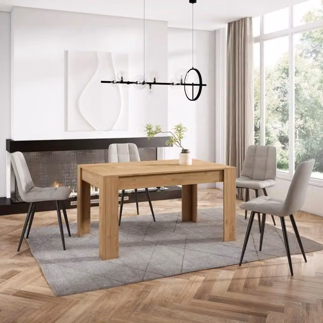 Tavolo da Pranzo, 140x90x76cm, Per 6 persone, Tavolo Cucina, colore Rovere RF3653