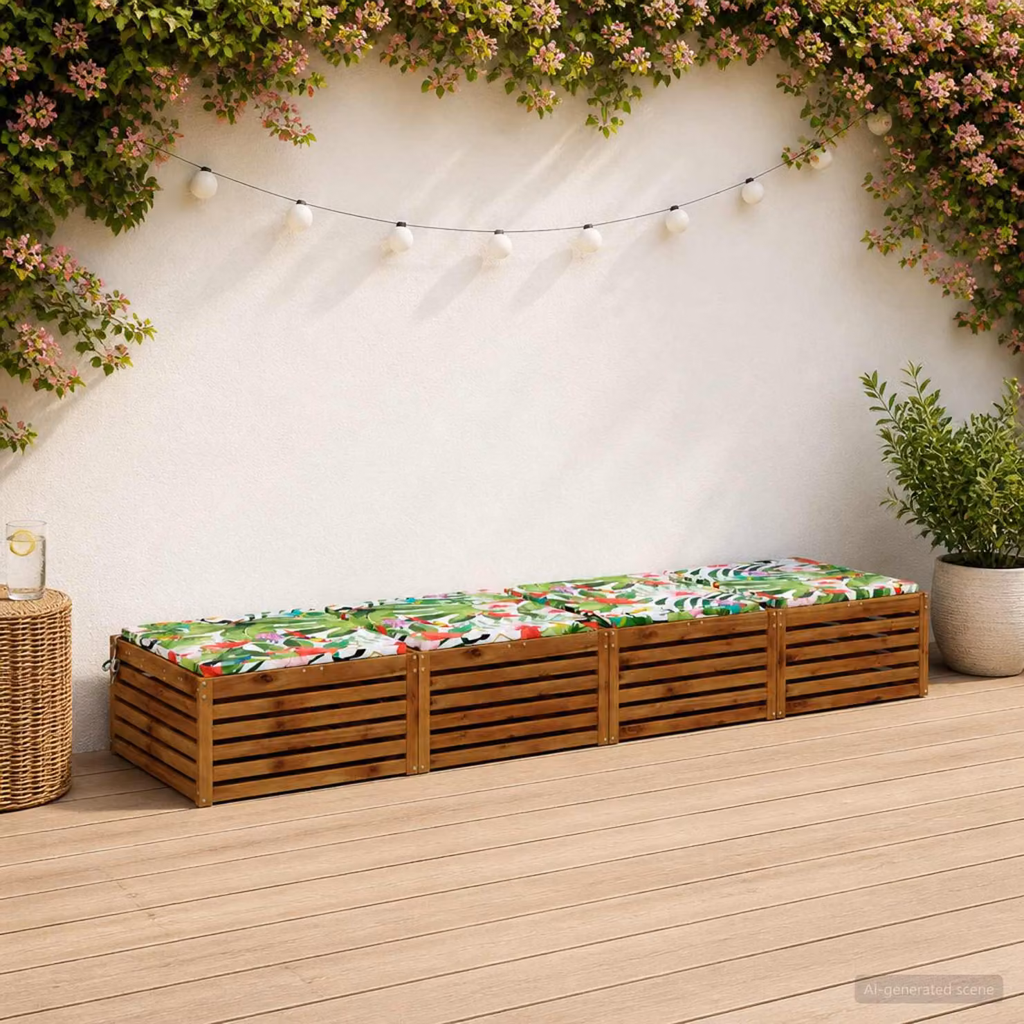 Set di 4 cuscini per sedia quadrati vidaXL in poliestere multicolore con rivestimento lavabile e resistente ai raggi UV