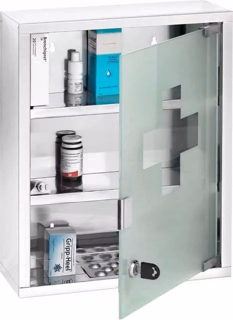 Mobile da bagno Wenko sospeso bianco con ante in vetro e ripiani interni