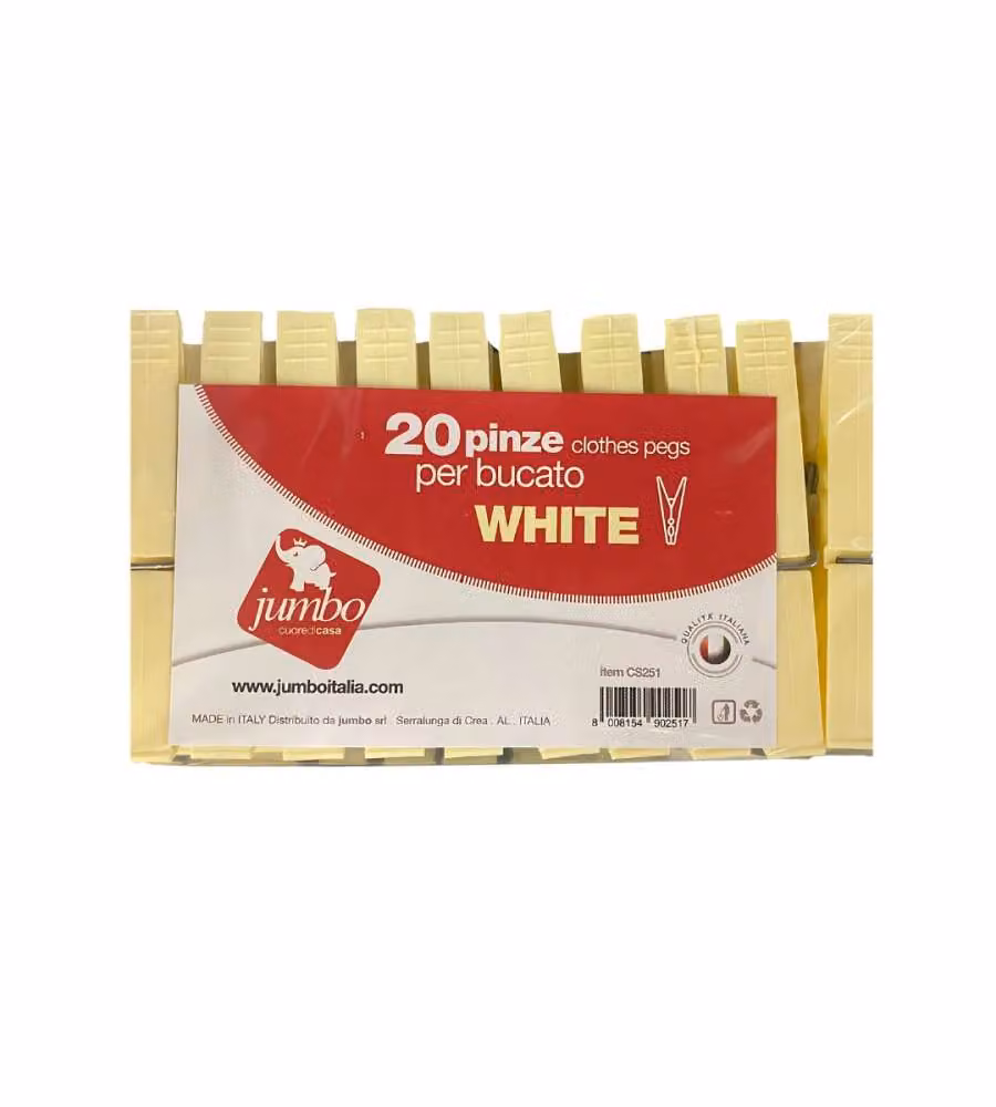 Jumbo Mollette per Bucato Bianco Avorio - 20 Pezzi Resistenti