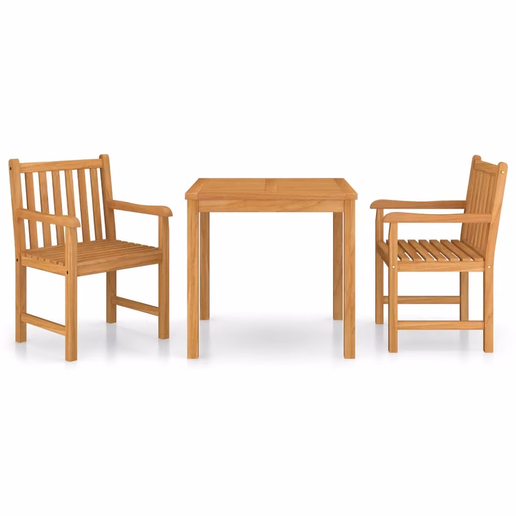 Set da pranzo da giardino 3 pz 80x80 cm in legno massello di teak