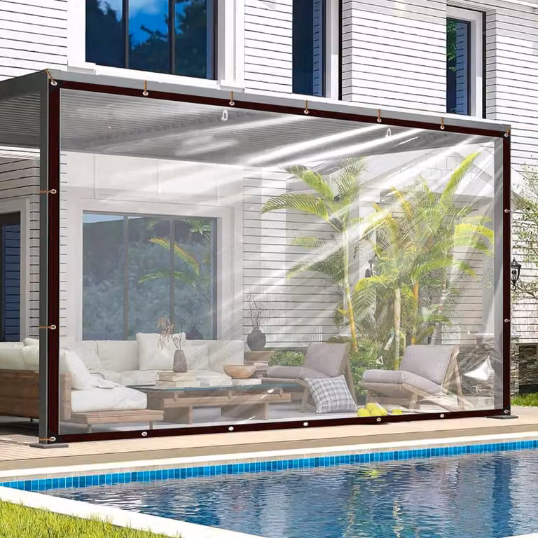Telo trasparente impermeabile, dimensioni 2x4 metri, con occhielli