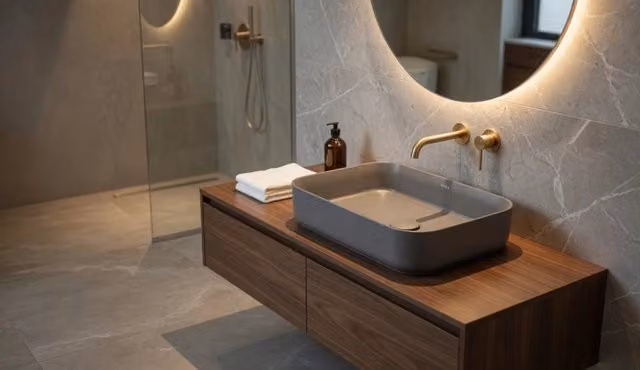 Lavabo rettangolare da appoggio senza troppo pieno in ceramica senza foro rubinetto - Grigio Pietra Opaco