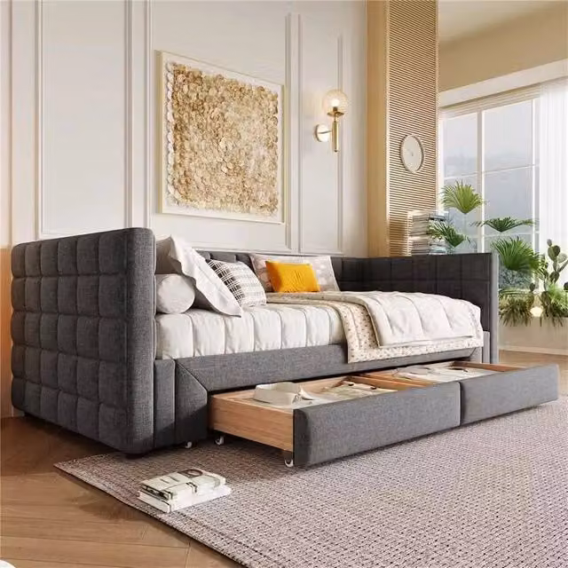 letto divano velluto grigio 90 x 200 cm
