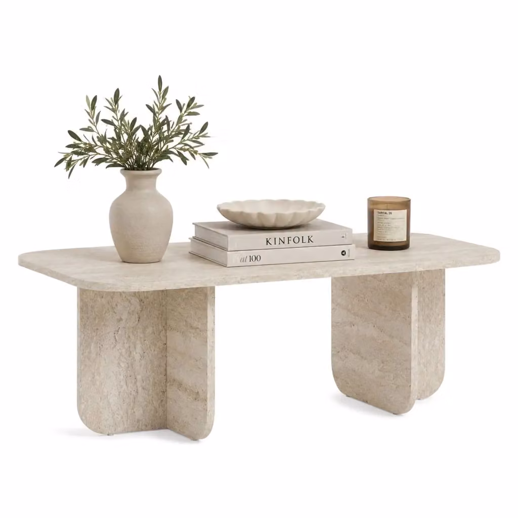 Tavolino da salotto rettangolare Nomeva in bianco marmo L 120 cm x P 60 cm x H 41 cm – 2