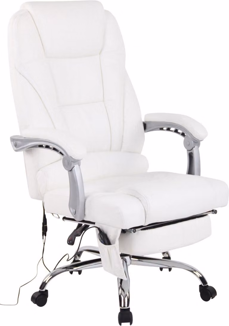 Sedia massaggiante ergonomica - sedia da ufficio - con funzione massaggio e poggiapiedi regolabile | Colore: Bianco