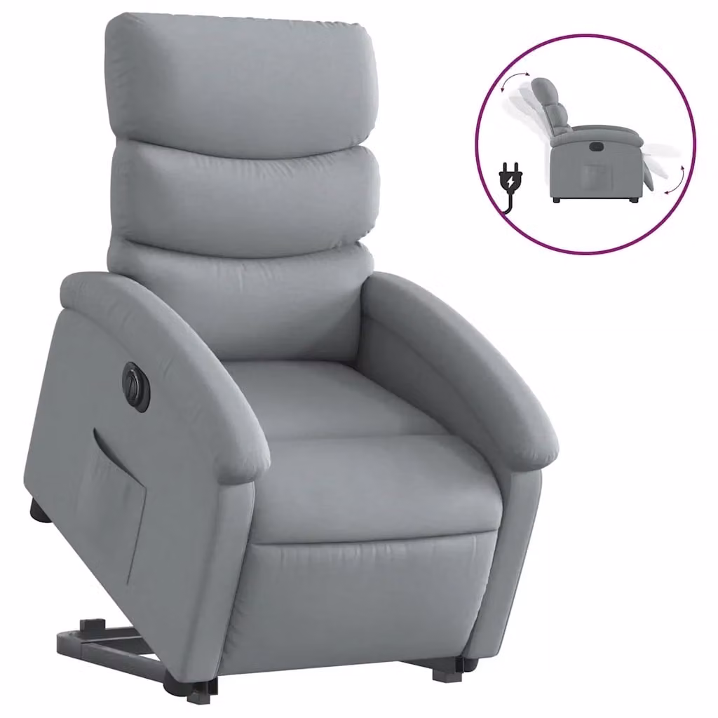vidaXL Poltrona Reclinante Alzapersona Elettrica Grigio Chiaro in Tessuto – 2