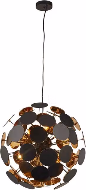 Lampadario Contemporaneo Disco Acciaio Nero Policarbonato Oro 6 Luci E14
