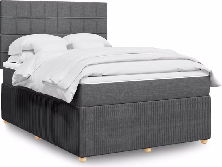 Maison Exclusive - Giroletto a Molle con Materasso Grigio Scuro 160x200 cm Tessuto