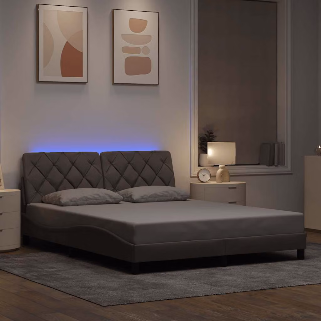 vidaXL Giroletto Moderno con Illuminazione LED e Porta USB in Tessuto, L/P/H: 160 x 200 x 165 cm – 1