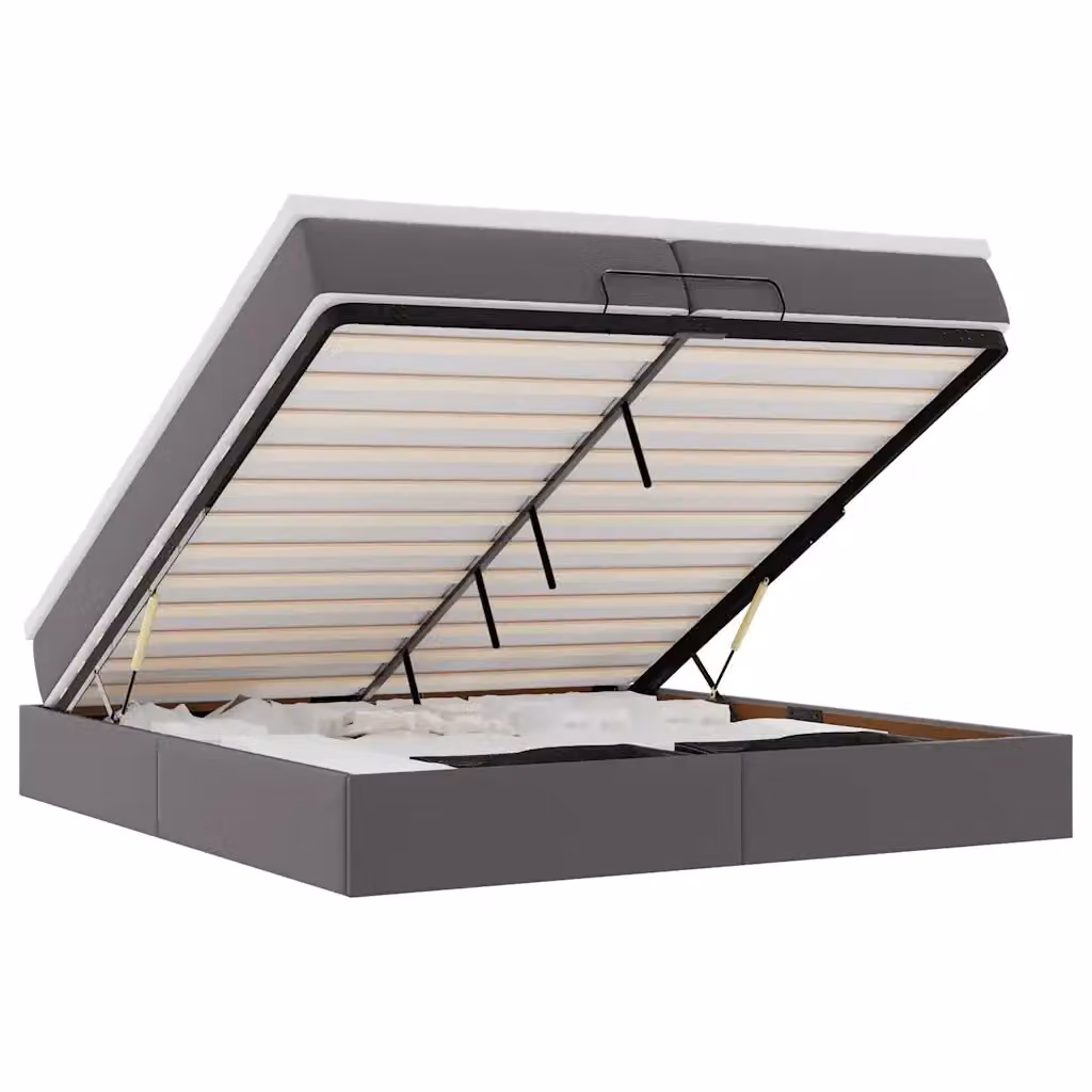 Struttura Letto con Contenitore a Sollevamento vidaXL in Similpelle Grigio e Bianco L: 200 cm, P: 200 cm, H: 280 cm – 2
