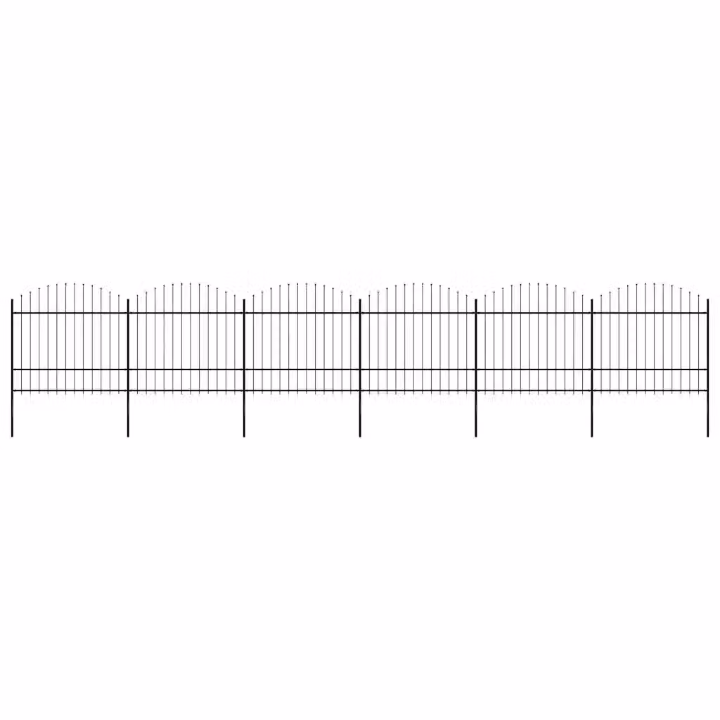 Recinzione da giardino vidaXL con punta a lancia in acciaio nero L: 1005 cm, H: 175 cm