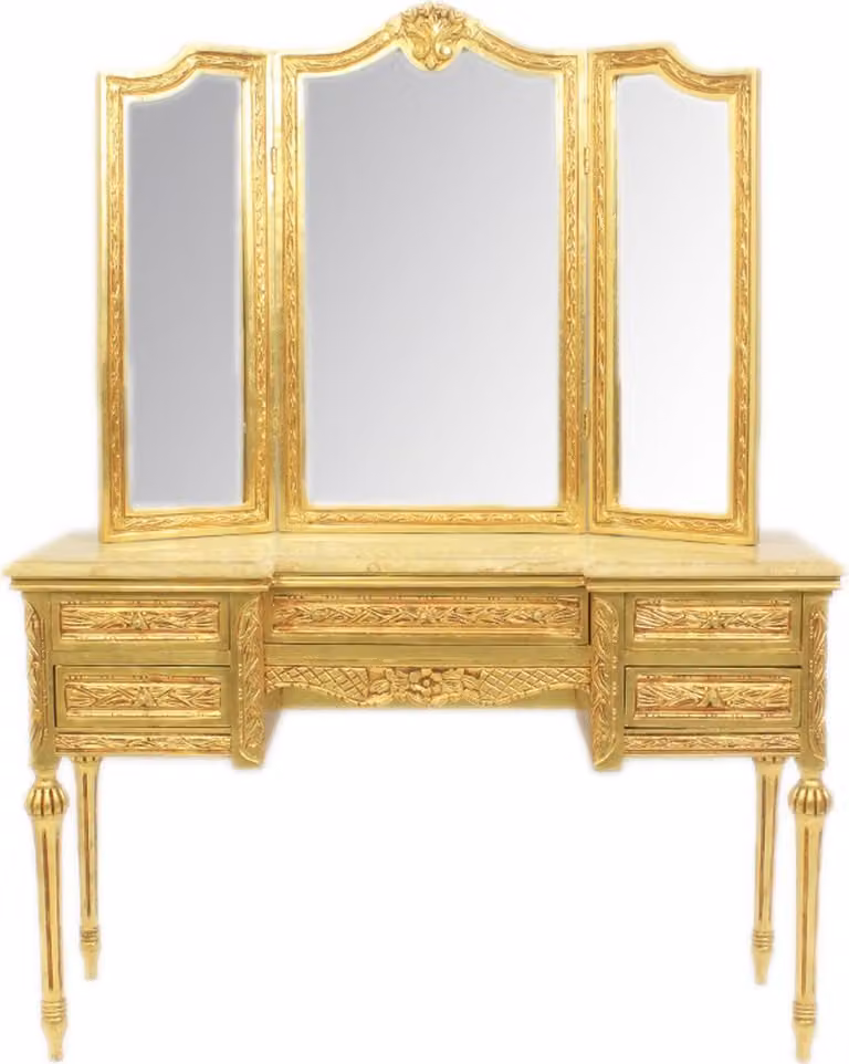 Casa Padrino Consolle trucco barocca con specchio oro 120 x 40 x H155 cm - Consolle specchio con cassetti per camera da letto