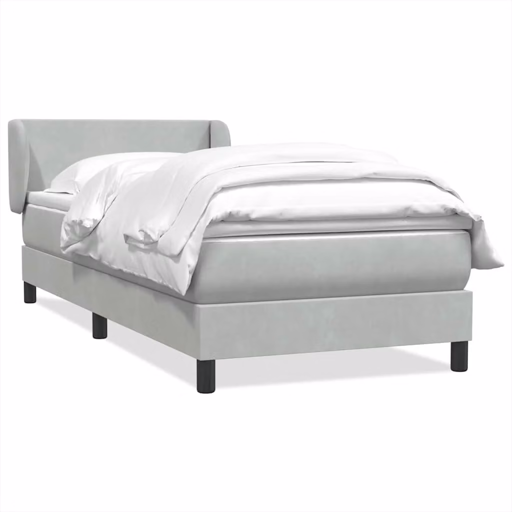 vidaXL Giroletto a Molle Ibrido con Materasso in Velluto Grigio e Bianco L: 80 cm, P: 210 cm