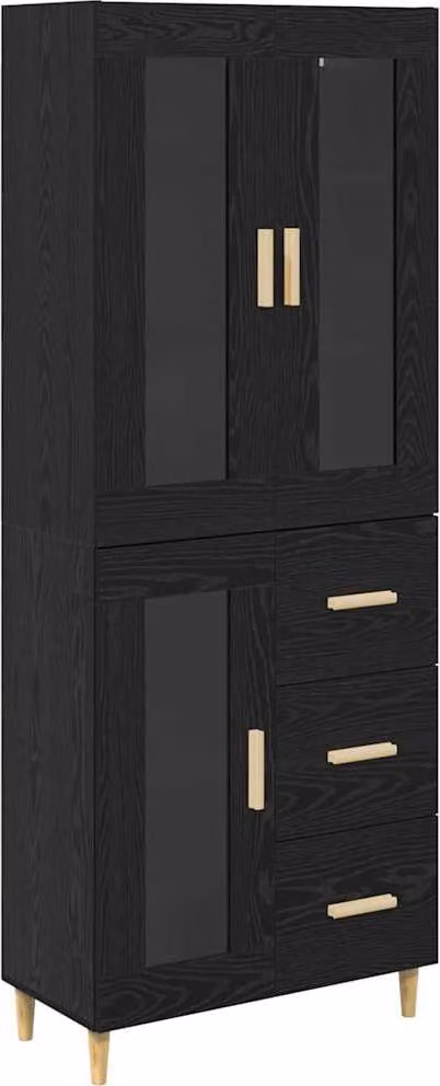 Credenza Rovere Nero 69,5 x 34 x 180 cm Legno multistrato