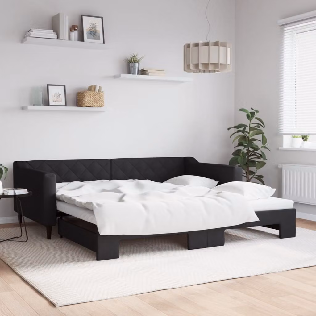 Maison Exclusive - Divano letto estraibile nero 100x200 cm in tessuto